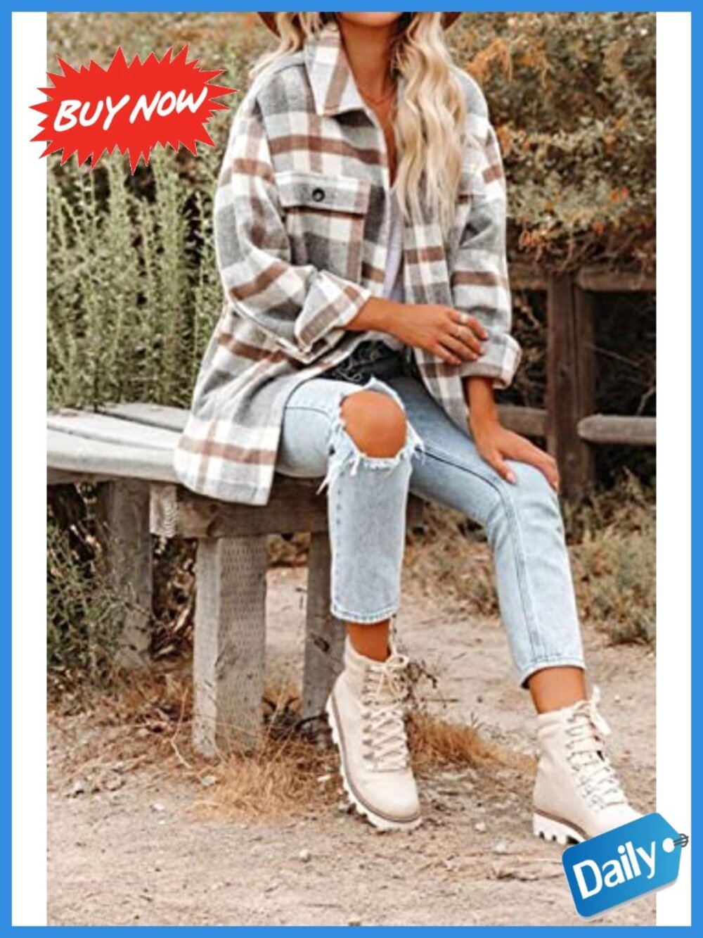 Flannel Plaid Shacket Button Down Shirt Jacket Oversized Fit